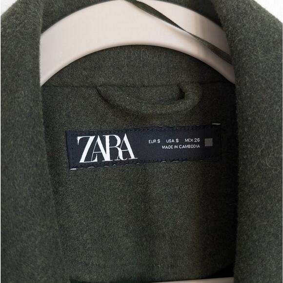 Zara Green Oversized Velvet Double-Breasted Vest Sleeveless Jacket, size S - Picture 4 of 10
